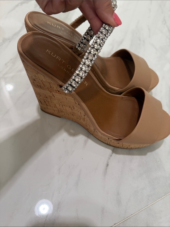 Kurt Geiger Shoes - Kurt Geiger Tan Wedge Sandals with Crystal Straps